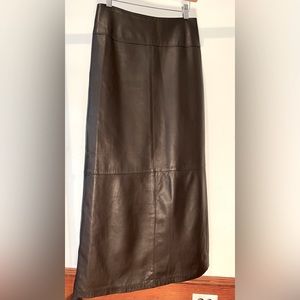 VINTAGE Margaret M. Neiman Marcus Brown Maxi Leather Skirt